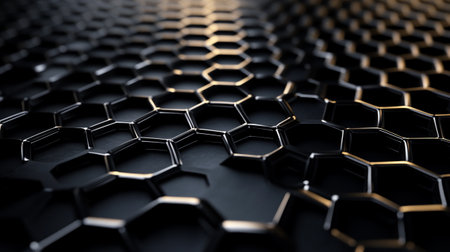 Black hexagon background. 3d rendering, 3d illustration.の写真素材