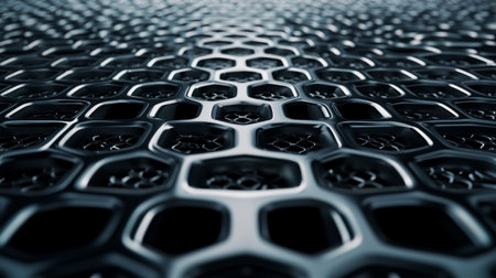 Metal grid background, 3d render illustration, black and white toneの写真素材