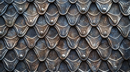 Metal texture of dragon scales as a background. Close-up.の写真素材