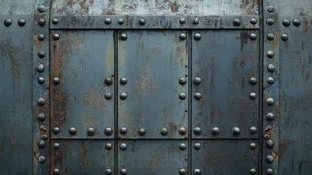 Metal background with rivets and rivets. Texture of old metal.の写真素材