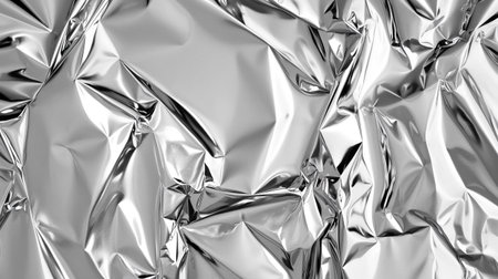 Crumpled silver foil texture. Abstract background. 3d render illustrationの写真素材
