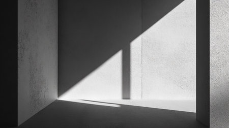 Abstract empty room with shadow on the wall. 3d render illustration