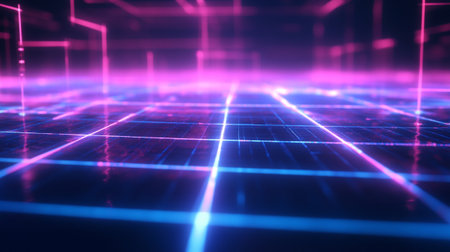abstract 3d illustration of technology digital future background, glowing lines