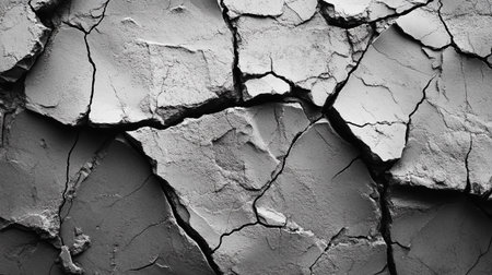 Black and white background of cracked earth. Abstract background and texture for design.の写真素材