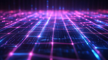 3d illustration of abstract technology concept background with glowing particles. Network connection...
