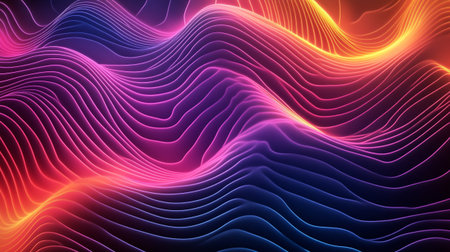 Abstract background with wavy lines. 3d rendering, 3d illustration.の写真素材