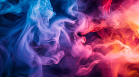 Colorful pink, blue and purple smoke on a black isolated background. Background from the smoke of vapeの写真素材