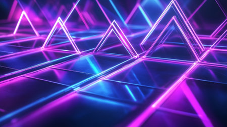 3d illustration of abstract geometric background with neon lights. 3d rendering