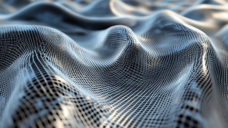 3d illustration of abstract digital background with wavy lines and dots