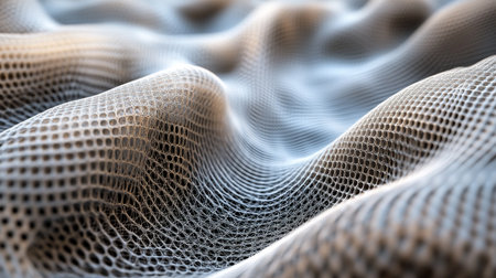 Abstract 3d rendering of wavy surface. Futuristic background with dynamic waves.の写真素材