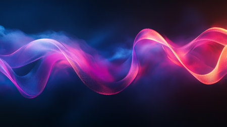 Abstract red and blue smoke wave on black background. Vector illustration.