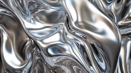 3d render of abstract metallic background with some smooth folds in itの写真素材