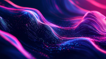 3d rendering of glowing particles in cyberspace with depth of field and bokeh. Futuristic science...