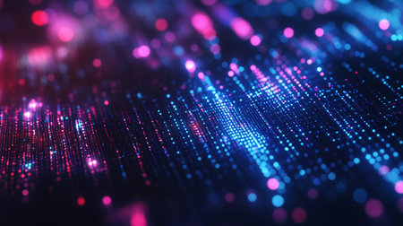 3d rendering of abstract digital particles with depth of field and bokeh effect. Futuristic shape...