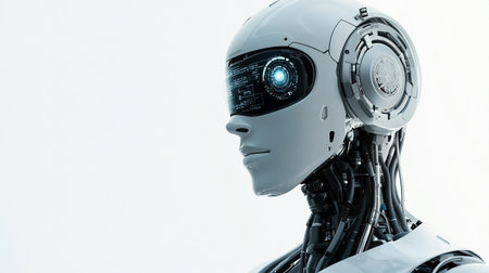 3d rendering humanoid robot working with artificial intelligence in future technology conceptの写真素材