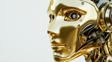 3d rendering robot head on white background with copy space for text