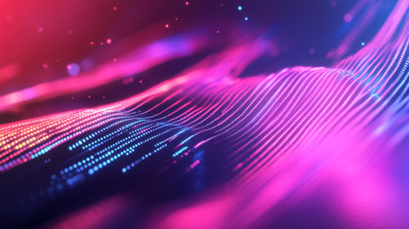 3d rendering of abstract digital particles wave with depth of field and bokeh light effects....