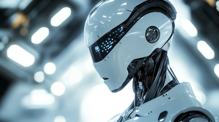closeup of a robot head, 3d render, artificial intelligence
