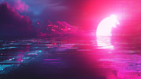 Futuristic technology background with glowing light effects. 3d rendering