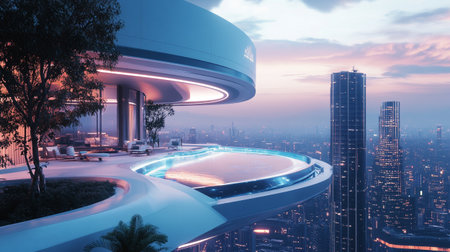 modern office building in hongkong,china.3d rendering