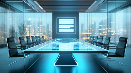 Conference room in modern office 3D rendering mock up toned image