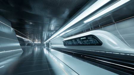 High speed train in the tunnel. Motion blur. Abstract background.