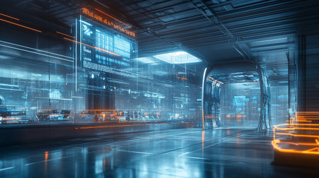 the light trails on the modern building in shanghai china.