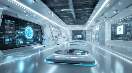 3D CG rendering of science fiction space station. Hi-tech conceptの写真素材