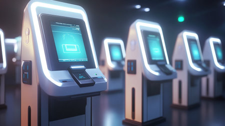 Automated teller machine. Future technology concept. 3D Rendering