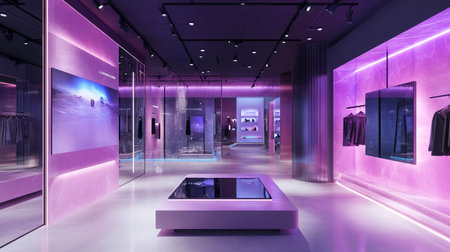 luxury and fashionable european different clothes shop in modern mall