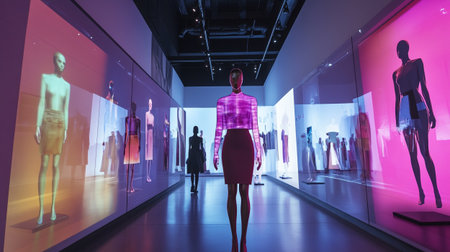 Fashion show window with mannequins. 3d rendering