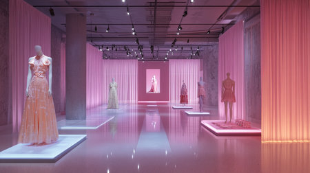 3D rendering of the interior of a fashion show in a mallの写真素材