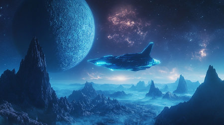 Alien Planet - 3D Rendered Computer Artwork. Alien space background