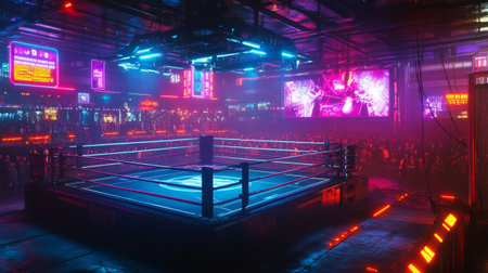 The scene of Thai boxing match in Pattaya, Thailand.の写真素材