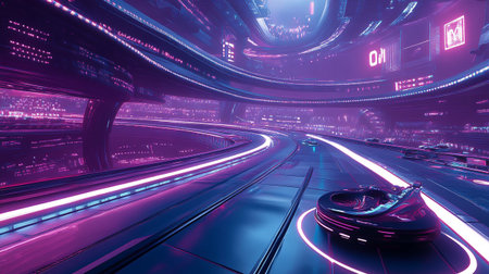3d rendering of a Futuristic Sci Fi tunnel with neon lights