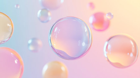 Bubbles floating in the air. 3d rendering illustration.
