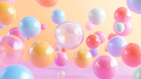 Colorful balloons floating on pastel background. 3d rendering.