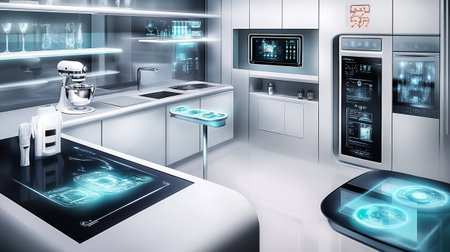 3d rendering of equipment in modern room with devicesの写真素材