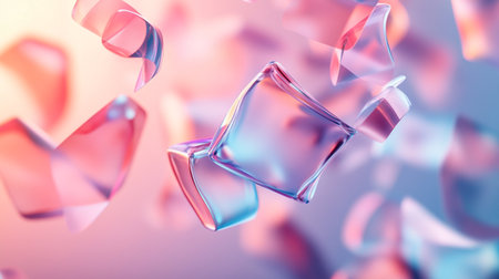 3d render, abstract background with glass cubes, geometric shapes.