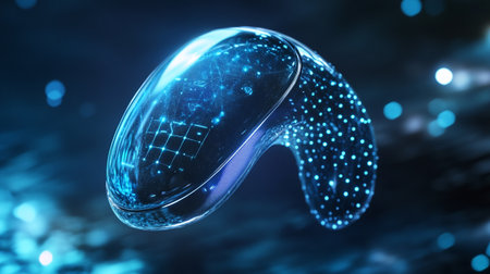 3D rendering of a virtual human eye with a hologram.の写真素材