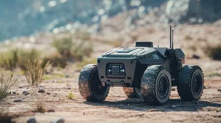 Vehicle in the desert. Vehicle in the mountains. Selective focusの写真素材