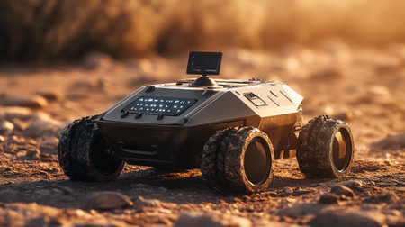 Military vehicle on the road in the desert. Selective focus.の写真素材