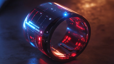 Retro movie camera lens on a dark background. 3d rendering