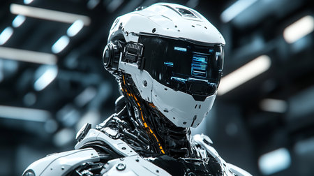 3d rendering humanoid robot in futuristic space suit. Technology concept.