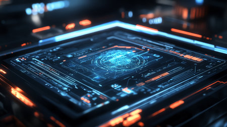 Futuristic virtual graphic touch user interface HUD. 3d rendering