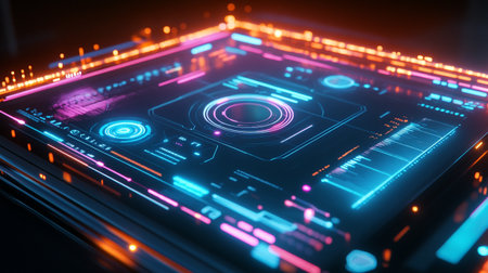 Futuristic user interface. Technology concept. 3D Rendering