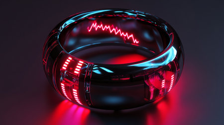 Futuristic Ring in neon light. 3D renderingの写真素材