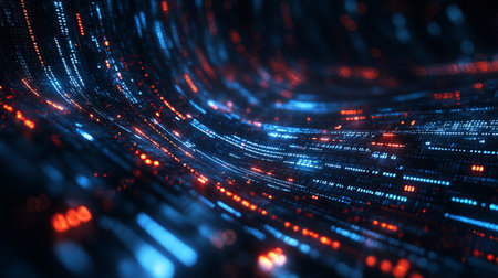 3D rendering of abstract digital particles. Futuristic shape with depth of field and bokeh.