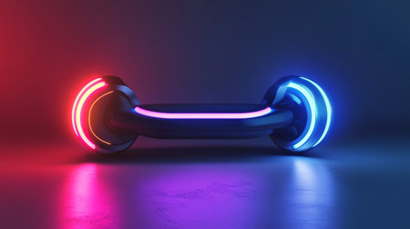 3d rendering of a neon ring in a dark room with a blurred background