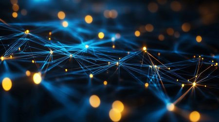 Abstract technology connection dots and lines. Network concept. 3d rendering